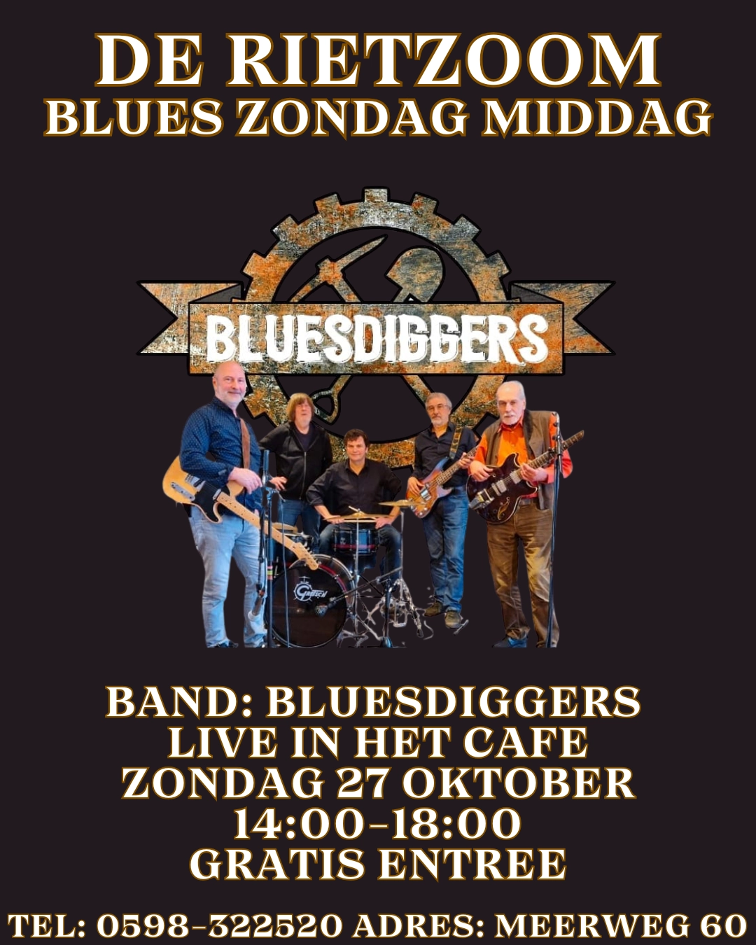 Kom naar onze bruine café voor een middag vol blues met de Bluesdiggers. 
 Een middag vol passie en muziek die je raakt.