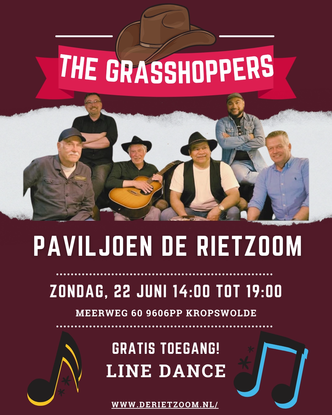 Hebben jullie de cowboy- of cowgirl boots al opgepoetst? Want dé country-avond van het seizoen staat voor de deur! Deze vrijdag springen The Grasshoppers rechtstreeks uit het gras en zó ons podium op klaar om jullie een avond vol swingende klanken en western vibes te bezorgen